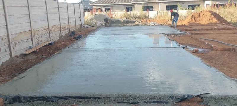 A freshly cast floor slab
