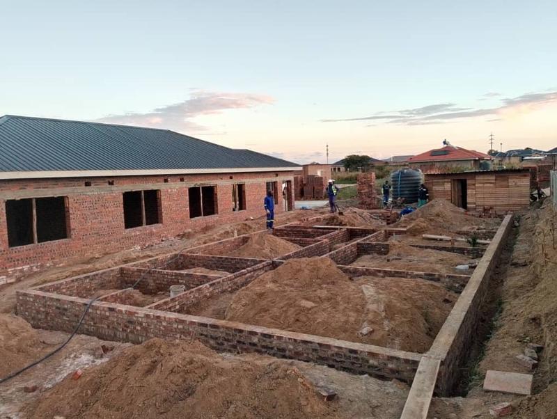 Foundation walls set out for a new block