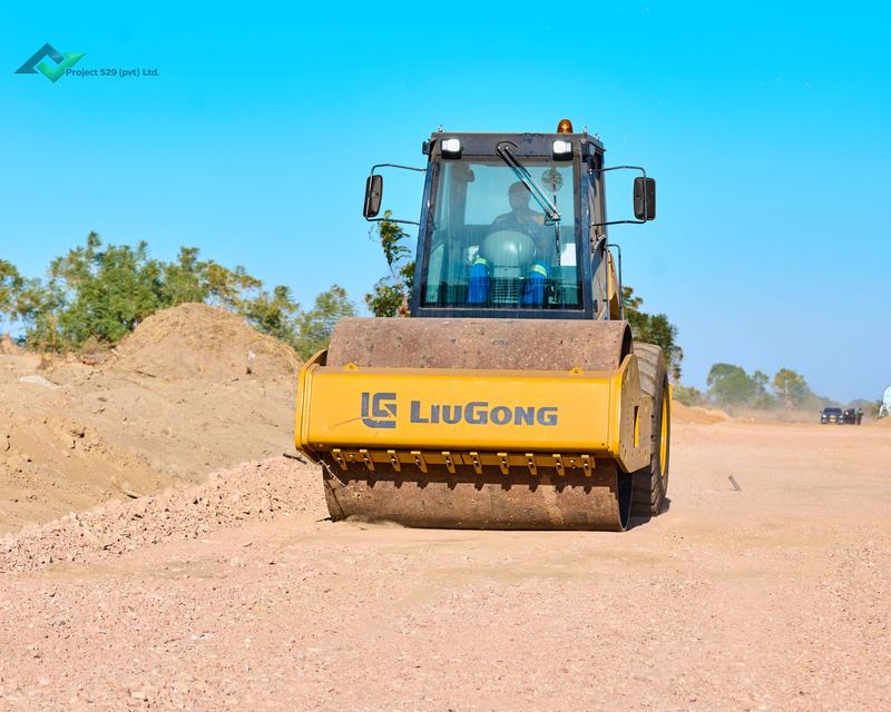 A roller compacting earthworks