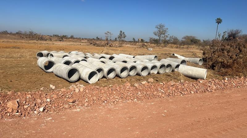 Culvert pipes delivered to site