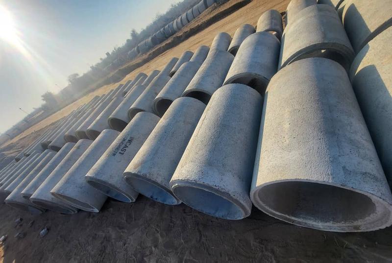 Concrete culvert pipes ready for laying