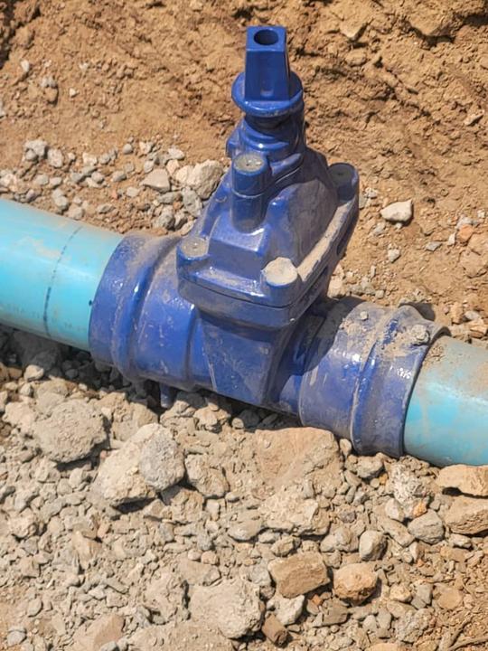 A gate valve installed on the water main