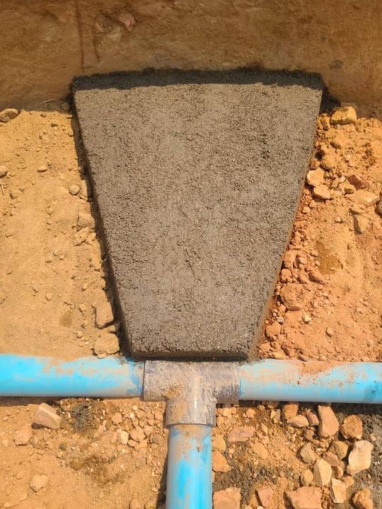 A finished thrust block