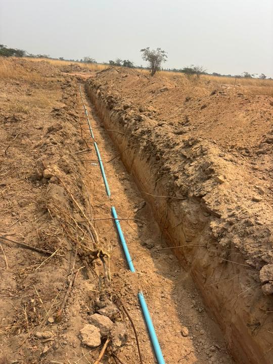 Water pipe laid in an open trench